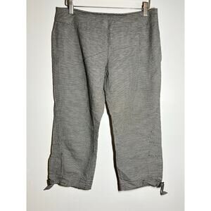 Max Mara Black Houndstooth Linen Blend Ankle Length Trousers Pants US 10